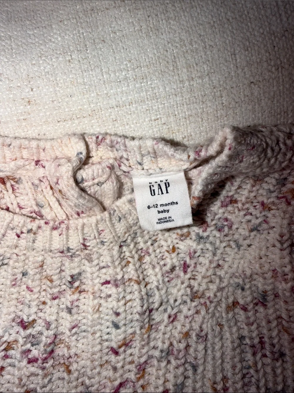 Baby Gap Speckled Knit Baby Sweater and Pants Set - Cream with Pink & Brown